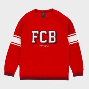 Adidas FC Bayern Munich FCB Red Sweatshirt w/ Logo Soccer Crewneck